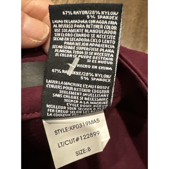 KUT from the Kloth Women's Mia Ankle Skinny Burgundy Size 8 Pants - Picture 8 of 8